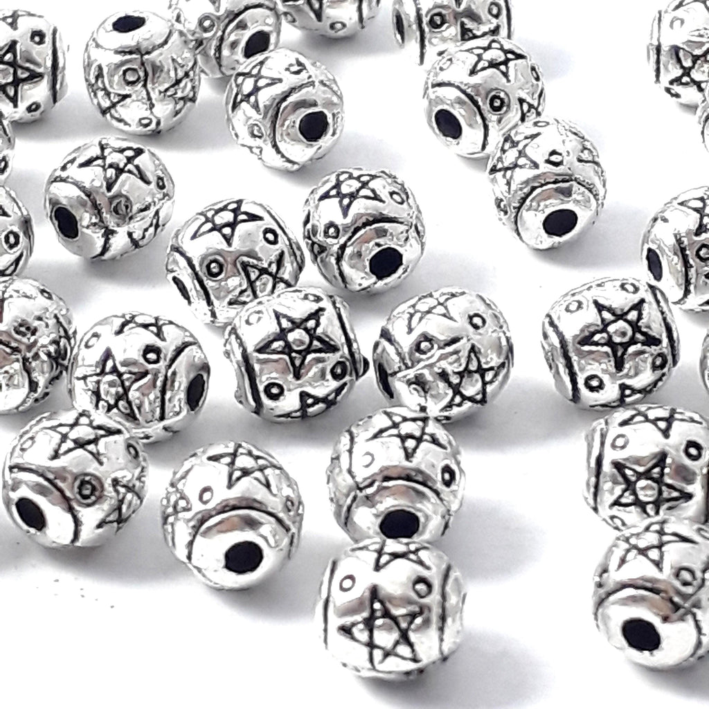 Oval Star Antique Silver 6x6mm - 20pcs