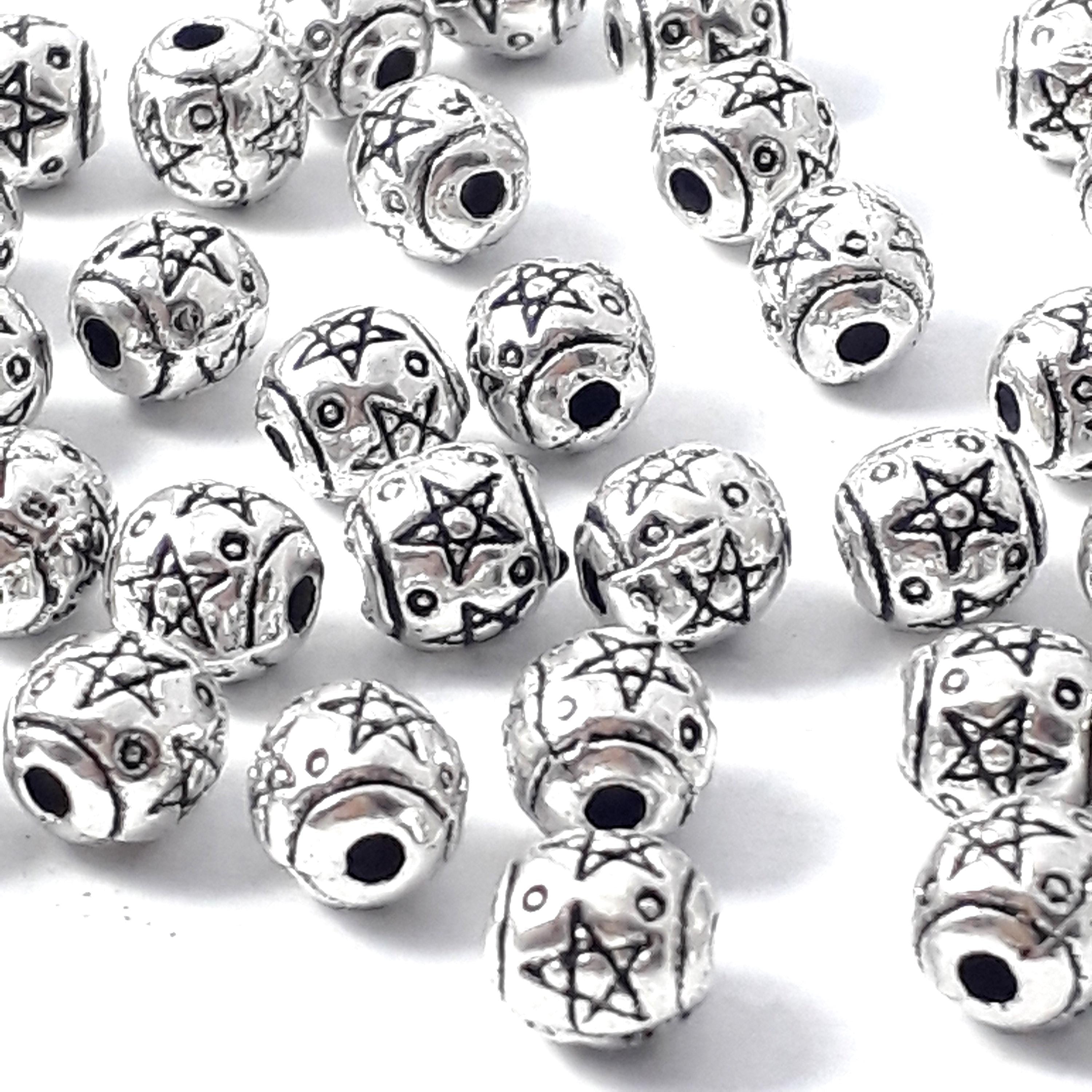 Oval Star Antique Silver 6x6mm - 20pcs