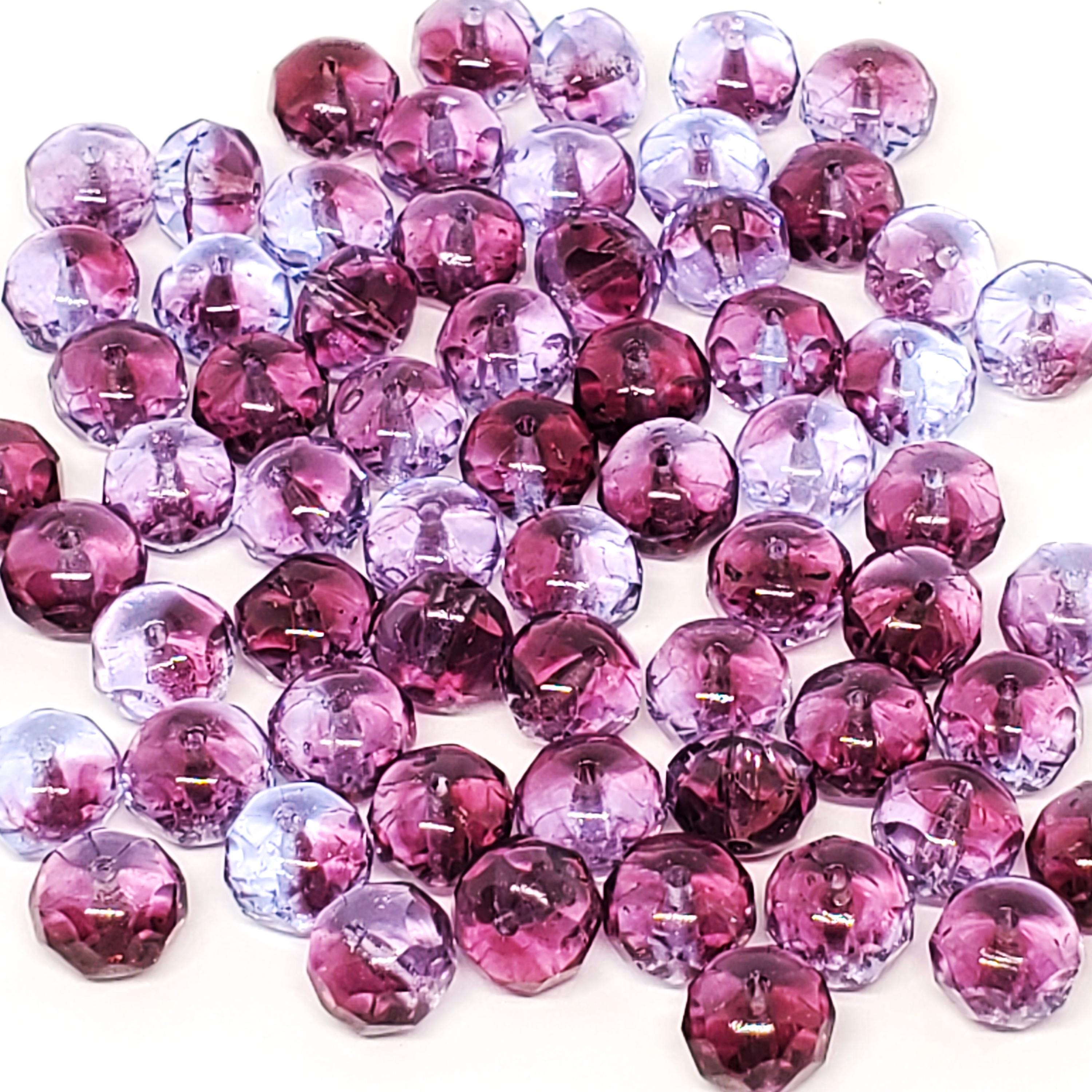 Two Tone Purple Faceted Rondelle Czech Glass 6x8mm - 10pcs