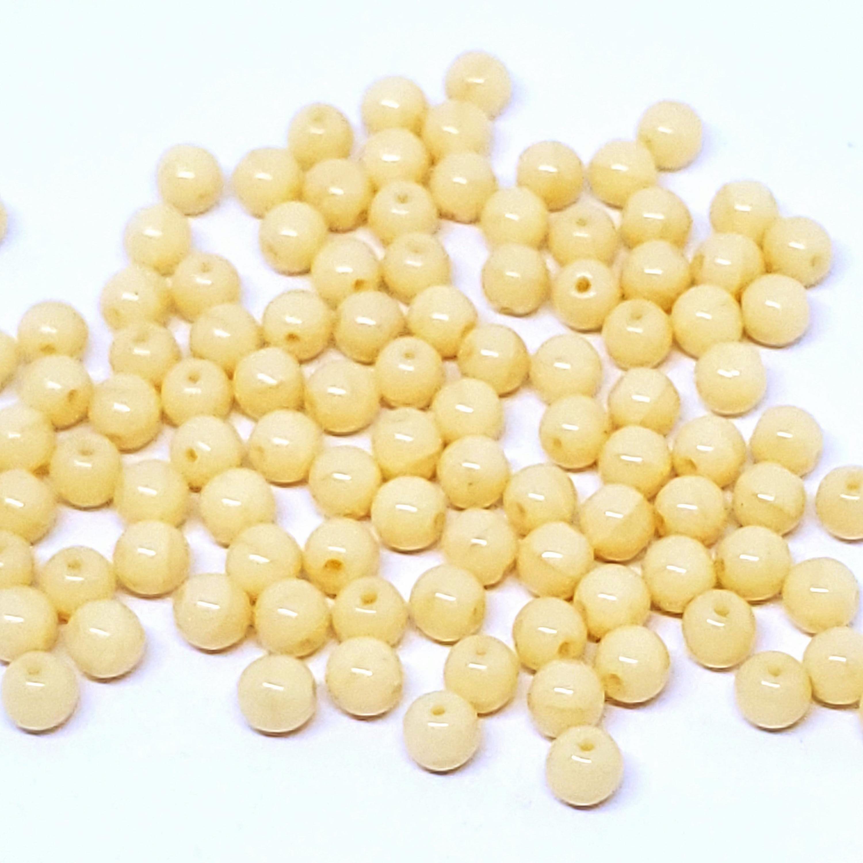 Beige Czech Pressed Glass Round Druk 4mm - 60pcs