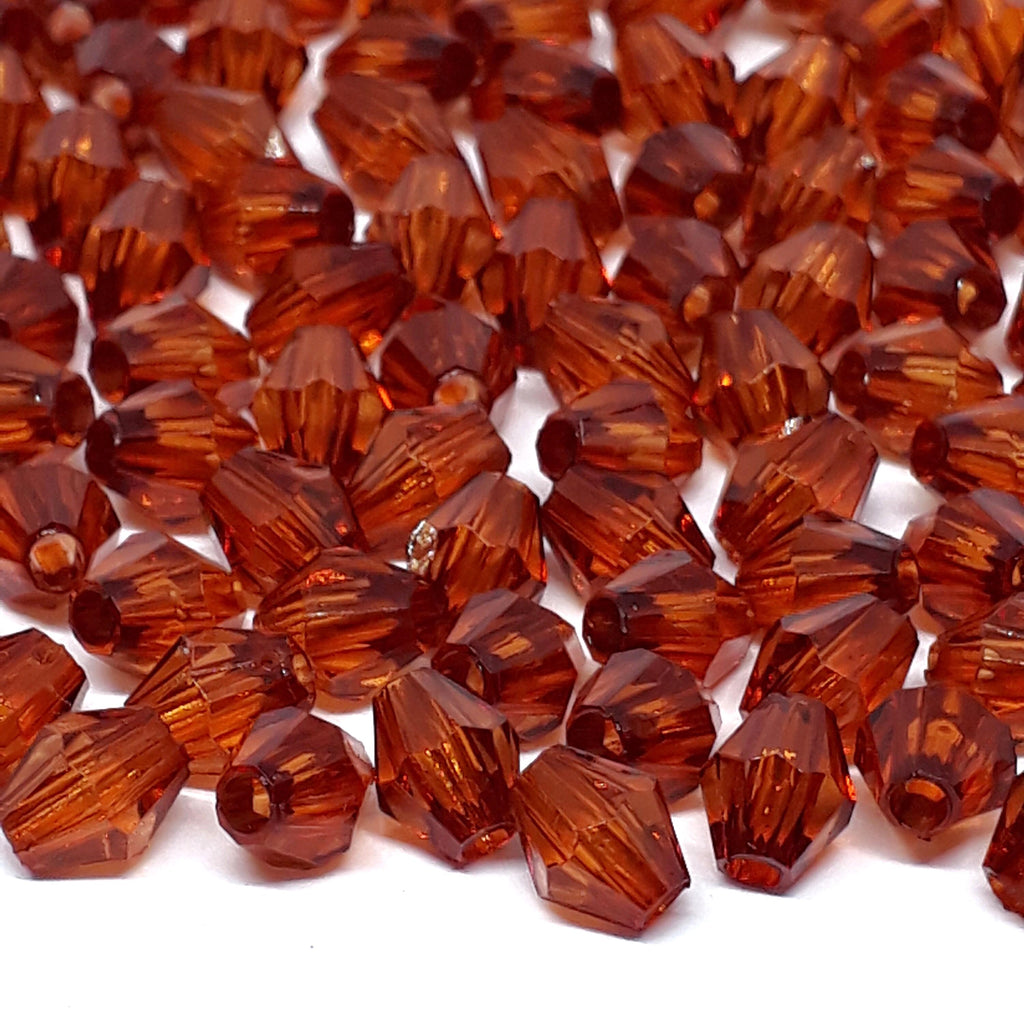 Brown Acrylic Faceted Oval Bicone 6x5mm 30g