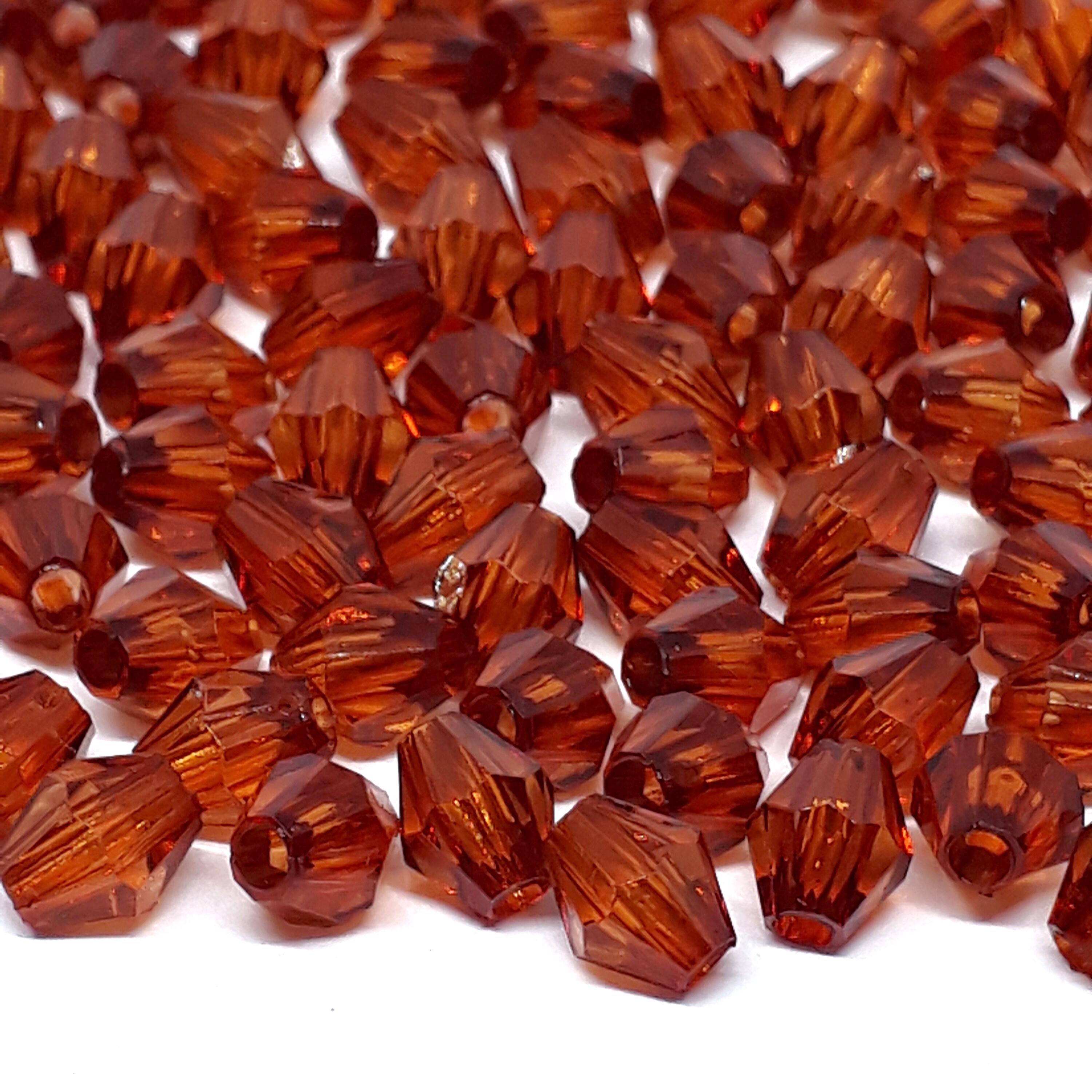 Brown Acrylic Faceted Oval Bicone 6x5mm 30g