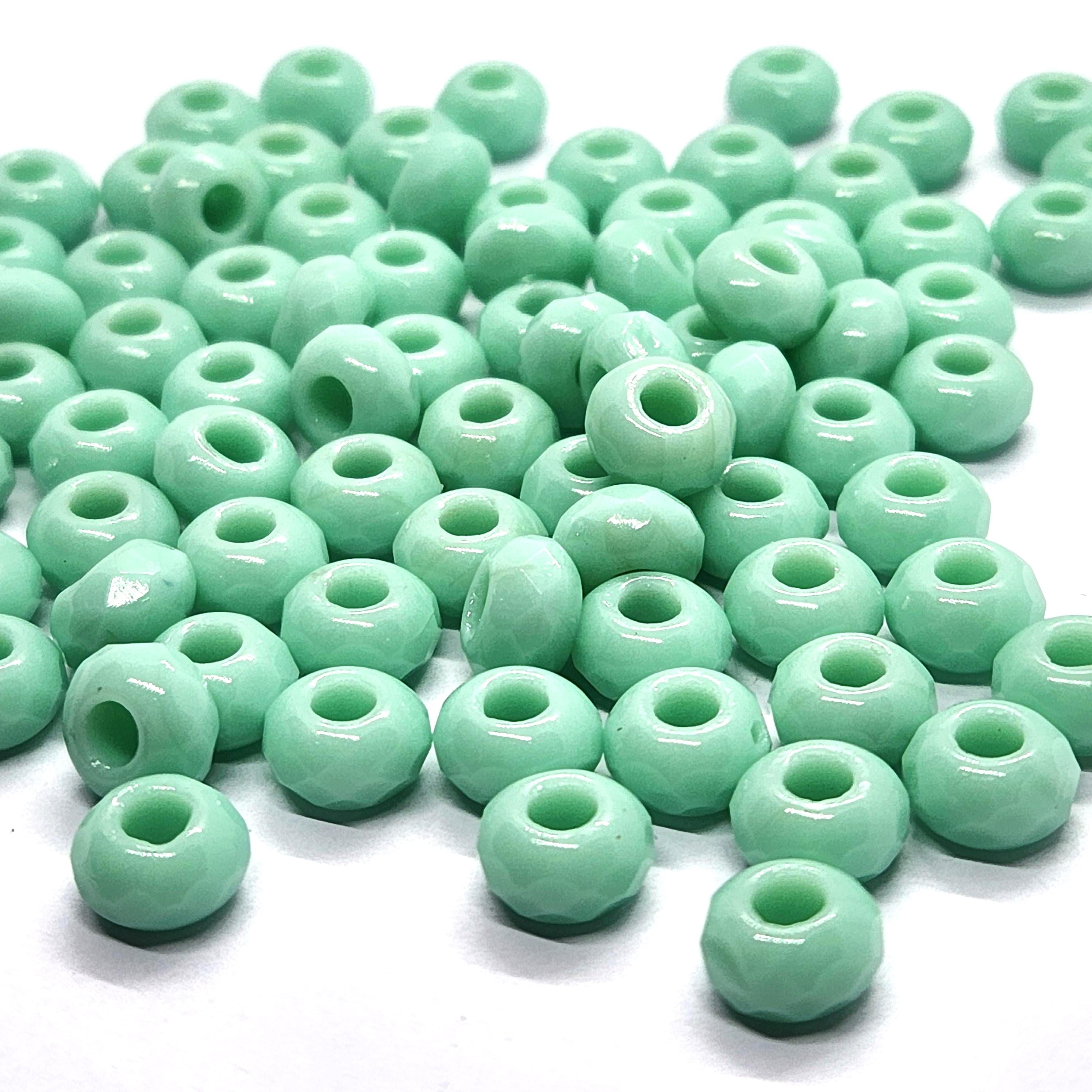 10pcs Light Green Faceted Czech Glass Donut Beads 9x6mm - GB1043