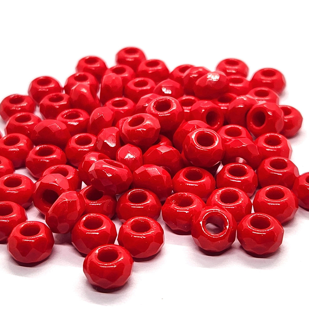 10pcs Red Faceted Czech Glass Donut Beads 9x6mm - GB1041