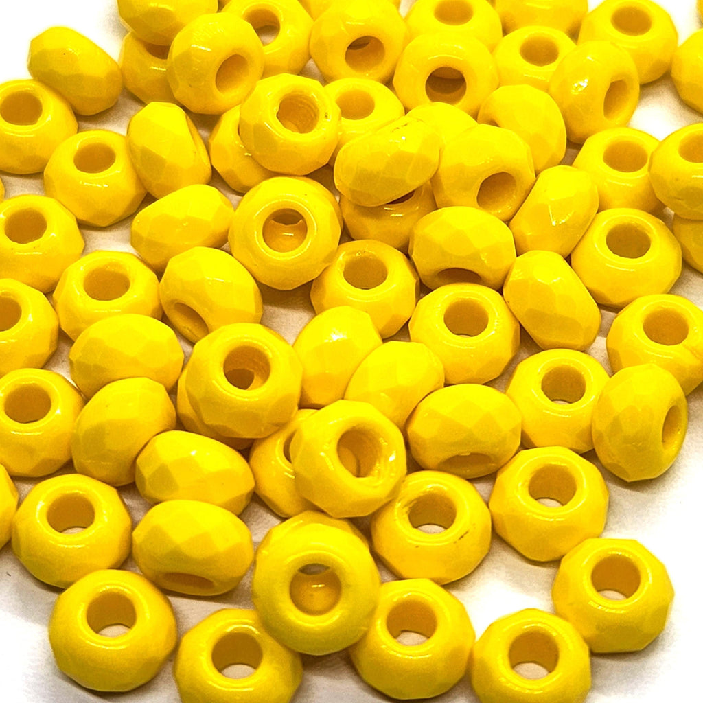 10pcs Yellow Faceted Czech Glass Donut Beads 9x6mm - GB1039
