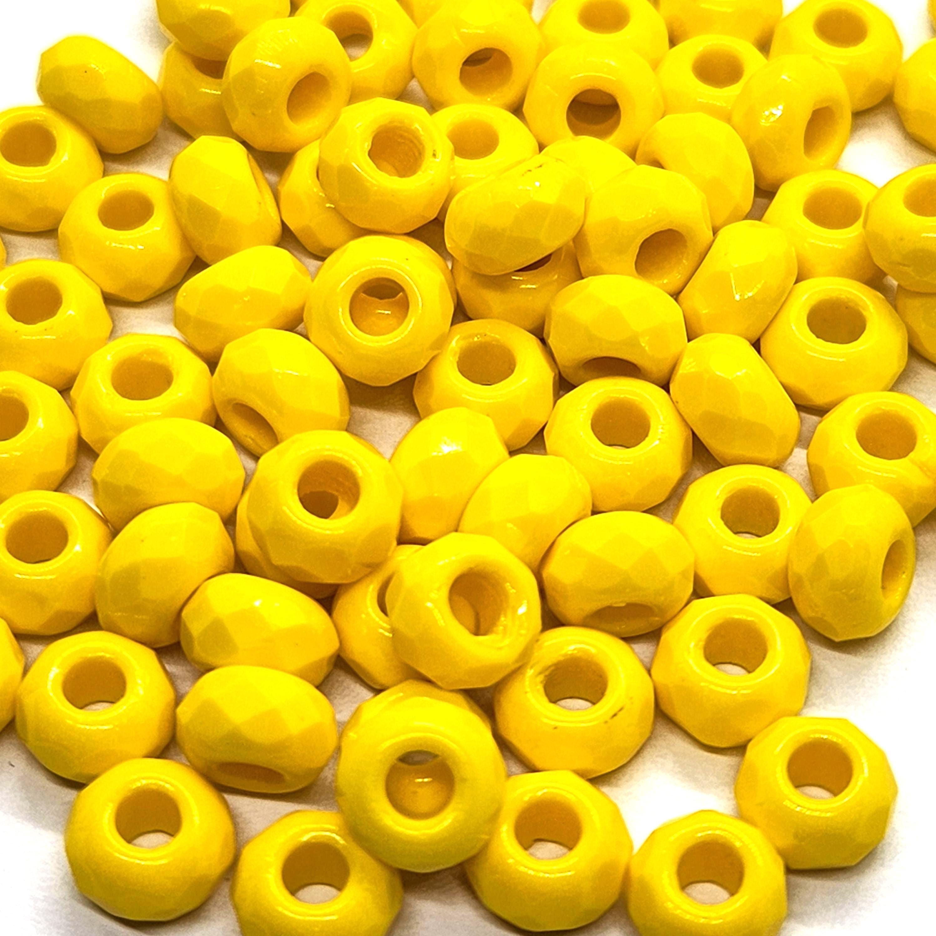 10pcs Yellow Faceted Czech Glass Donut Beads 9x6mm - GB1039