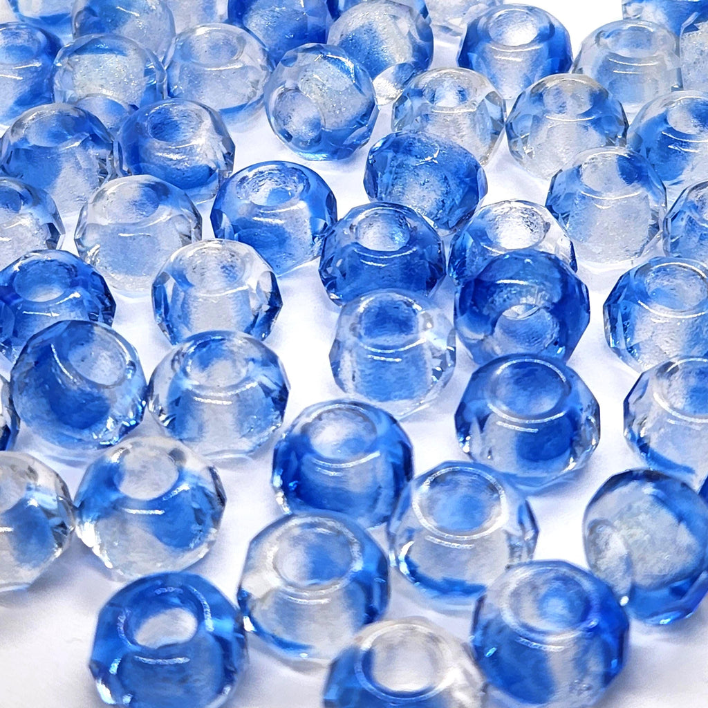 10pcs Blue & Clear Swirl Czech Glass Donut Beads 12x8mm - GB1034