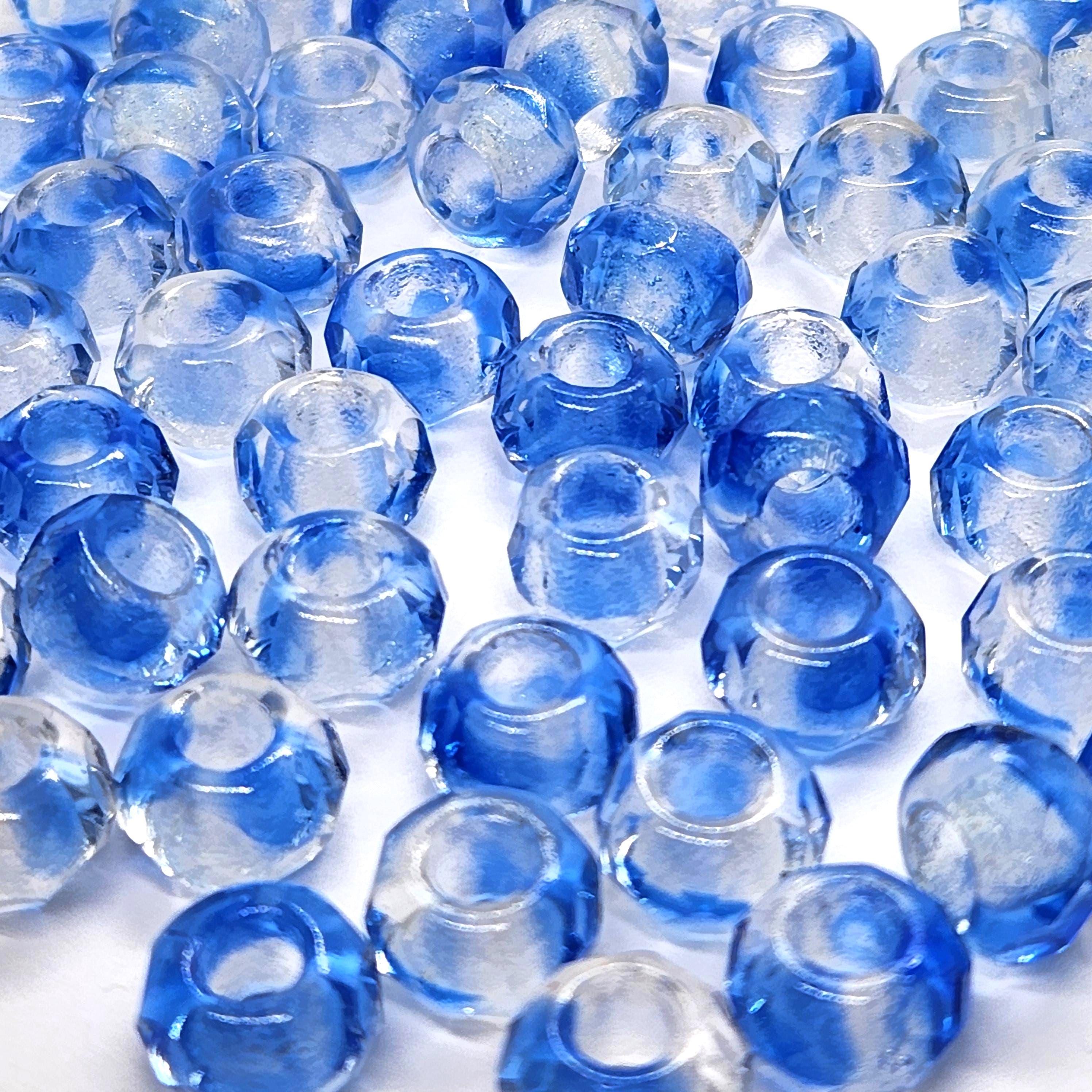 10pcs Blue & Clear Swirl Czech Glass Donut Beads 12x8mm - GB1034