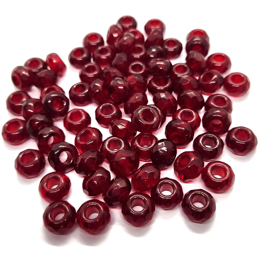 6pcs Dark Red Czech Glass Donut Beads 12x8mm - GB1022