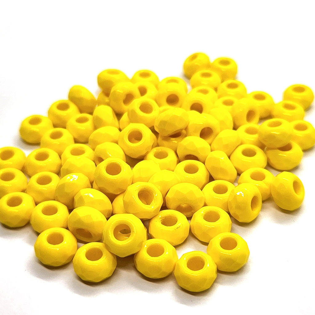 10pcs Yellow Faceted Czech Glass Donut Beads 9x6mm - GB1039