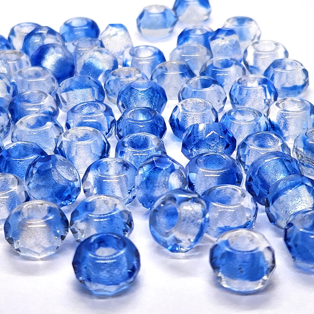 10pcs Blue & Clear Swirl Czech Glass Donut Beads 12x8mm - GB1034