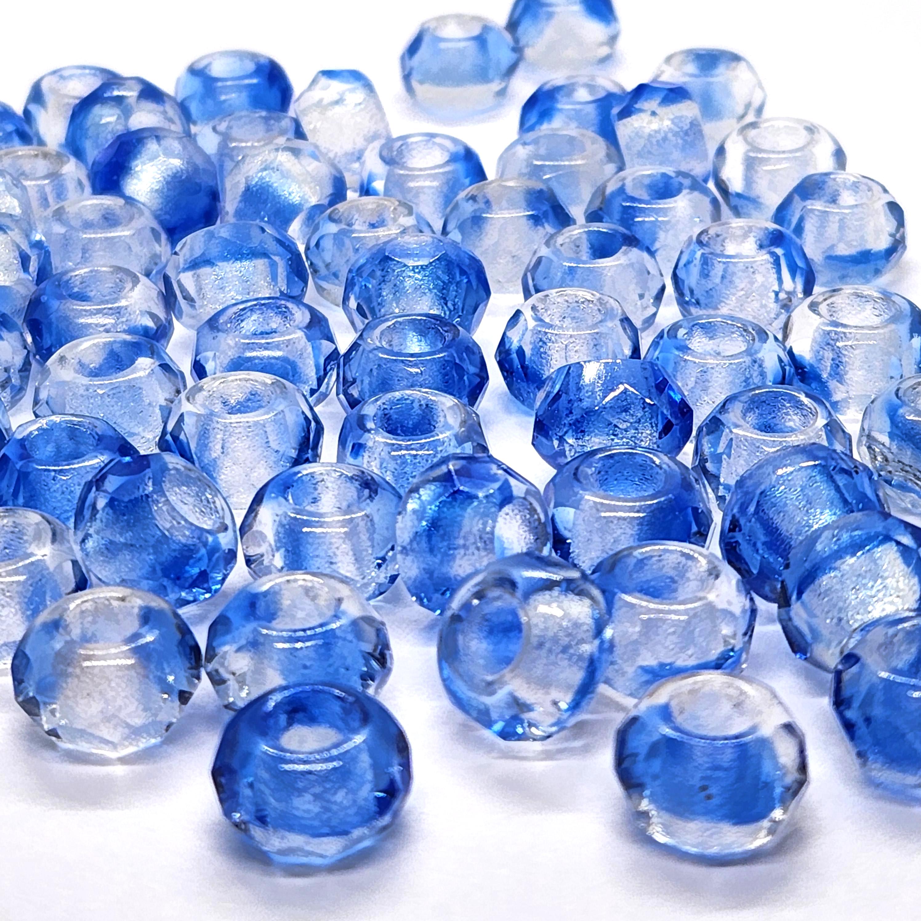10pcs Blue & Clear Swirl Czech Glass Donut Beads 12x8mm - GB1034