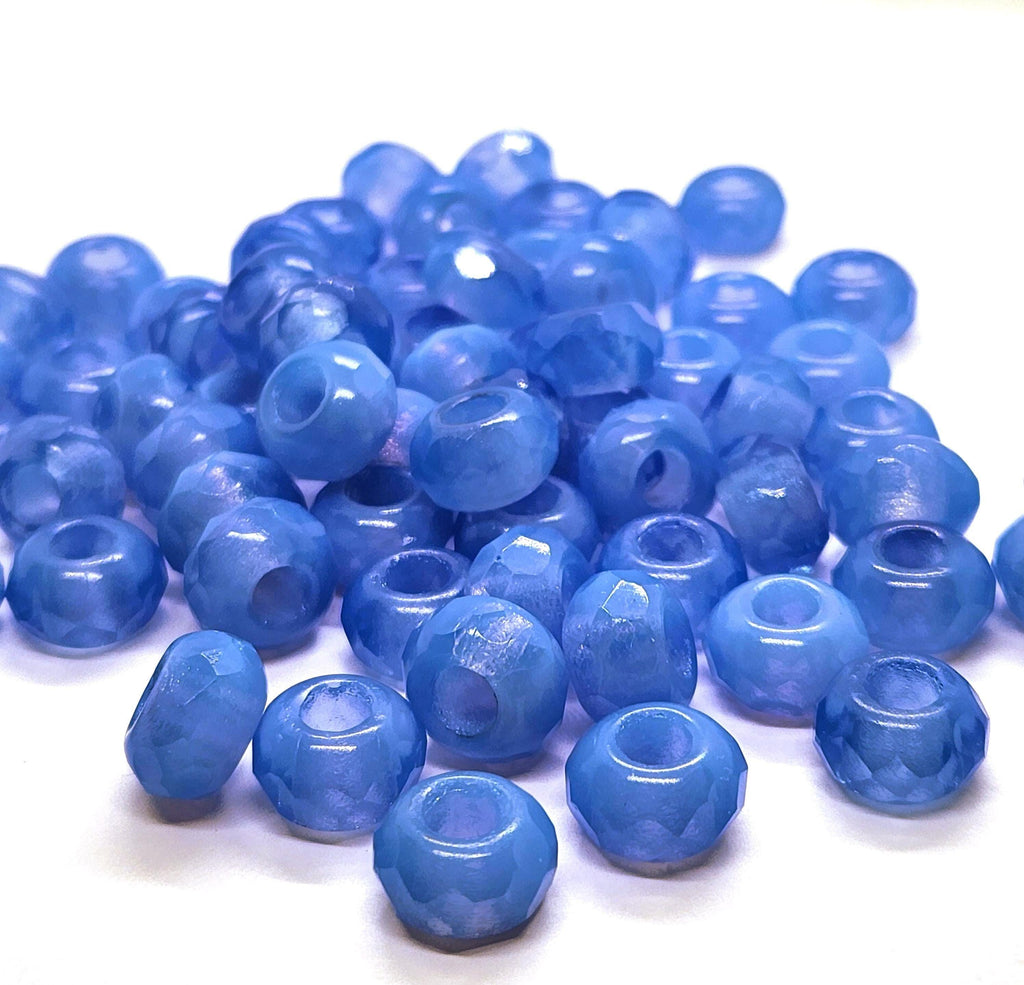 6pcs Two Tone Blue Czech Glass Donut Beads 12x8mm - GB1033