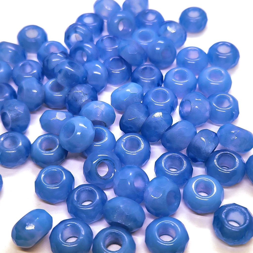 6pcs Two Tone Blue Czech Glass Donut Beads 12x8mm - GB1033