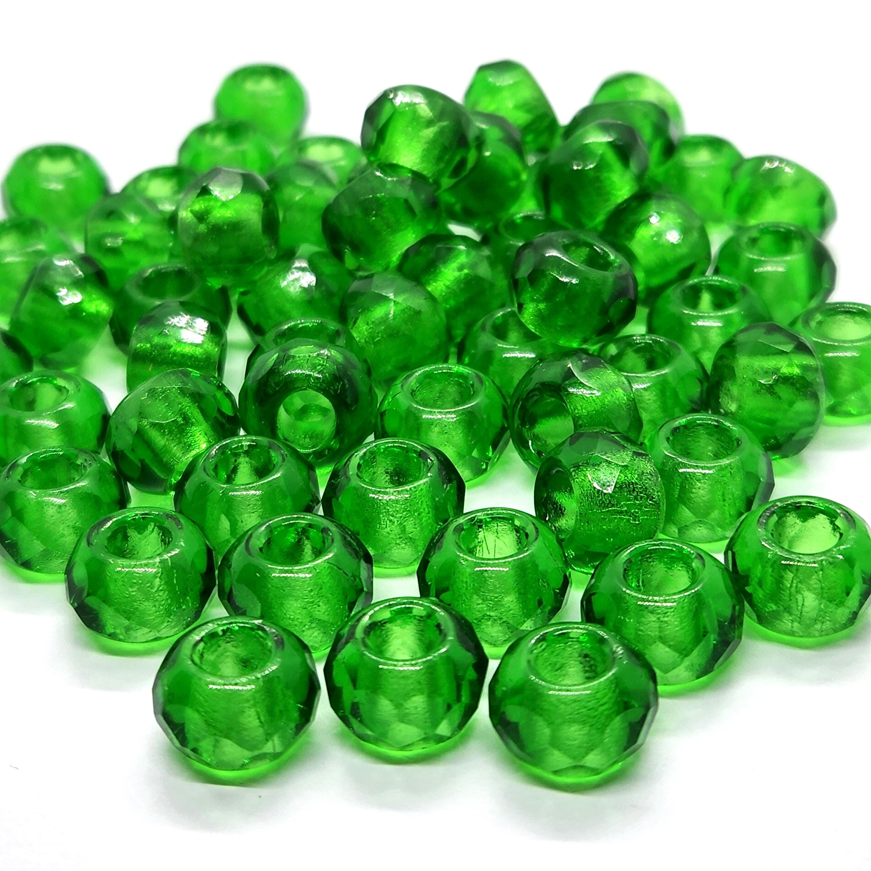 6pcs Green Transparent Czech Glass Donut Beads 12x8mm - GB1024