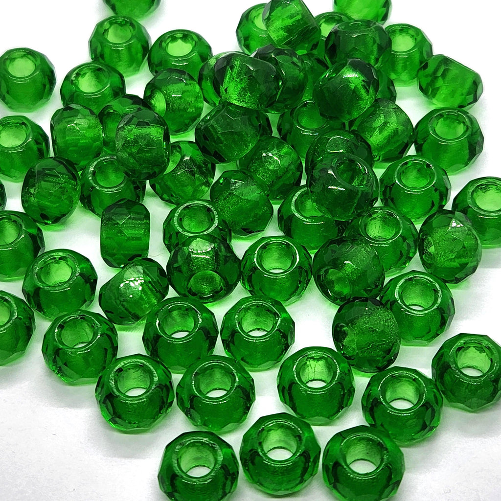 6pcs Green Transparent Czech Glass Donut Beads 12x8mm - GB1024