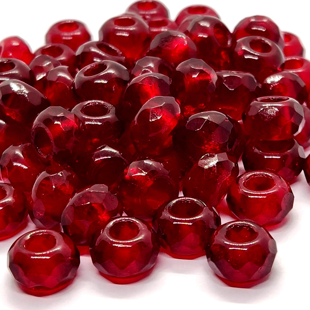6pcs Dark Red Czech Glass Donut Beads 12x8mm - GB1022